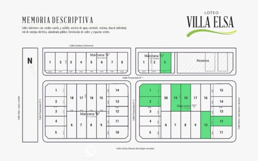 Loteo Villa Elsa. Lotes desde 500m2